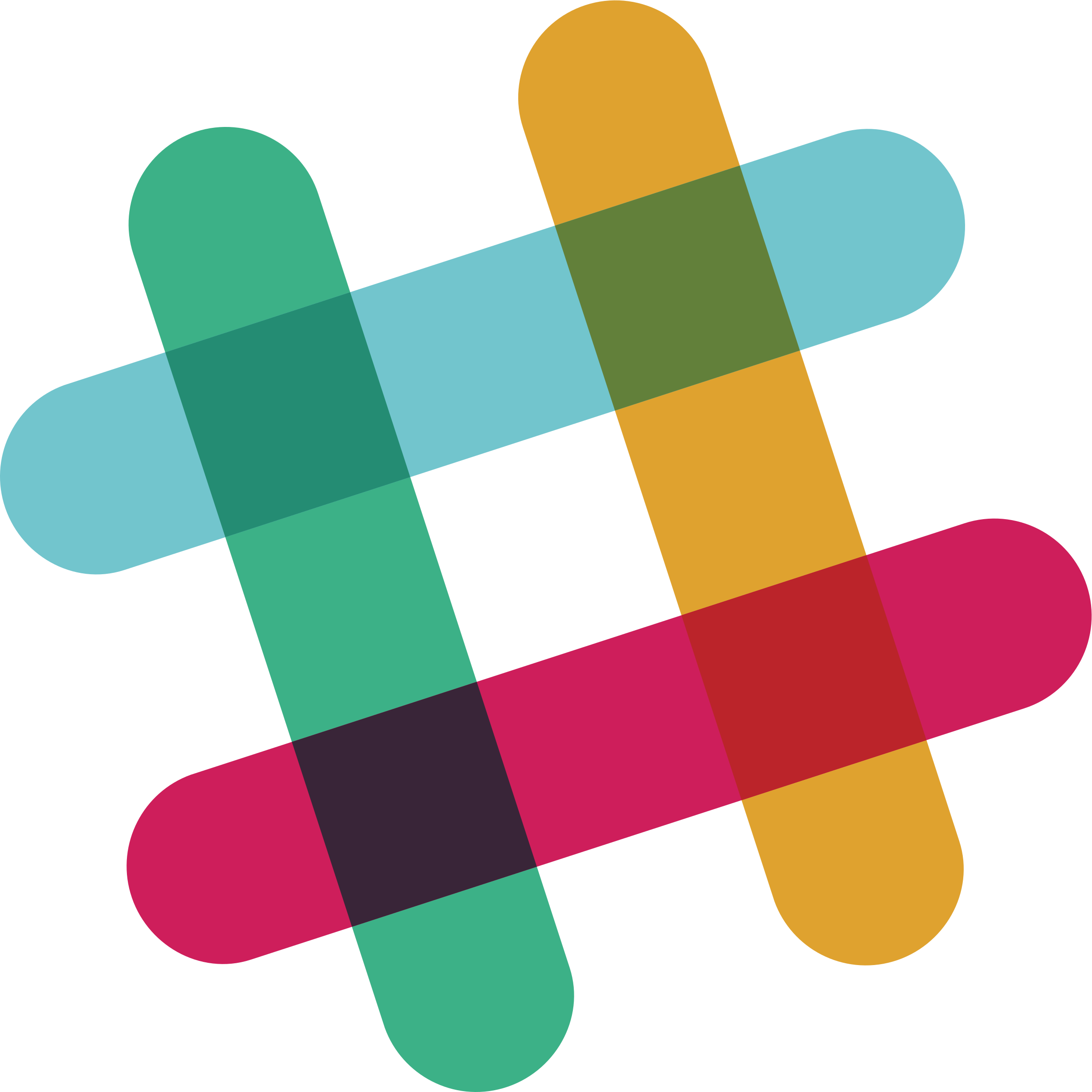A multicoloured hashtag, the logo of Slackr.
